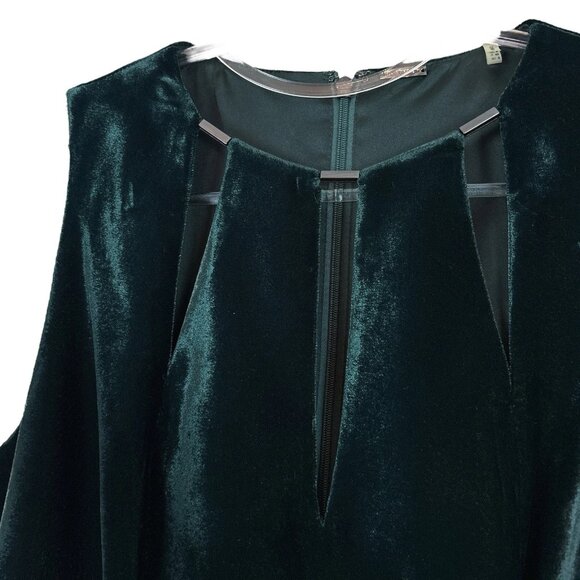 Elie Tahari Jemra Velvet Velour Keyhole Cocktail Evening Dress Green Size US 4 - Picture 4 of 10